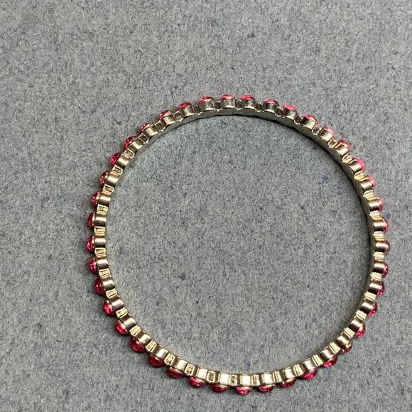 Bangle Bracelet Barbie Pink Rhinestone Silver Soft Girl Retro Granny Cottage - Picture 2 of 3